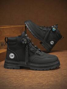 秋冬高帮休闲运动鞋、时尚工作靴、鞋子、登山靴 - 黑色 - 查看 6