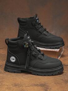 秋冬高帮休闲运动鞋、时尚工作靴、鞋子、登山靴 - 黑色 - 查看 7