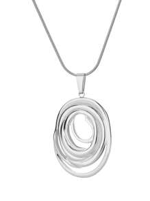 1件装时尚几何椭圆项链，女士不锈钢18K镀金椭圆吊坠项链，派对婚礼首饰礼品 - 彩色 - 查看 12