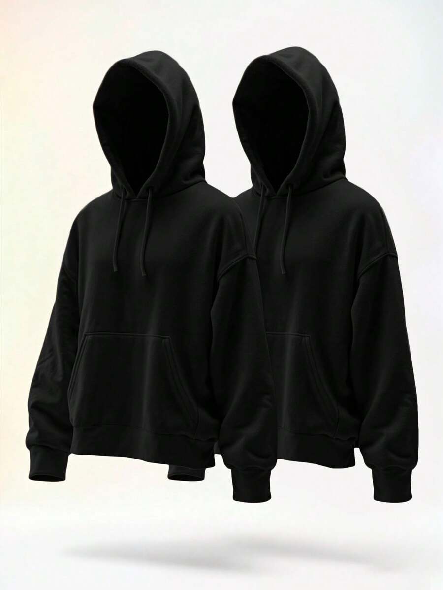 Kit 2 Kangaroo Sweatshirt Hooded Cold Weather Flannel Blouse Women's Men's Sweatshirt Blouse Kit