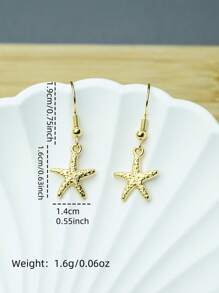 1 Pair Gold Starfish Minimalist Elegant Casual Niche Earrings - Gold - View 7