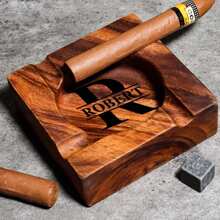 Personalized Cigar Walnut Wood Ashtray, Great Gift For Men, Unique Ashtray, Cigar Accessory, Husband & Fathers Gift, Groomsman Gift - one-size - View 4