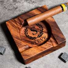 Personalized Cigar Walnut Wood Ashtray, Great Gift For Men, Unique Ashtray, Cigar Accessory, Husband & Fathers Gift, Groomsman Gift - one-size - View 3