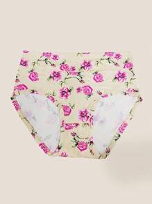 6 Pairs Plus Size Women Floral Print Comfortable Stretchy Briefs