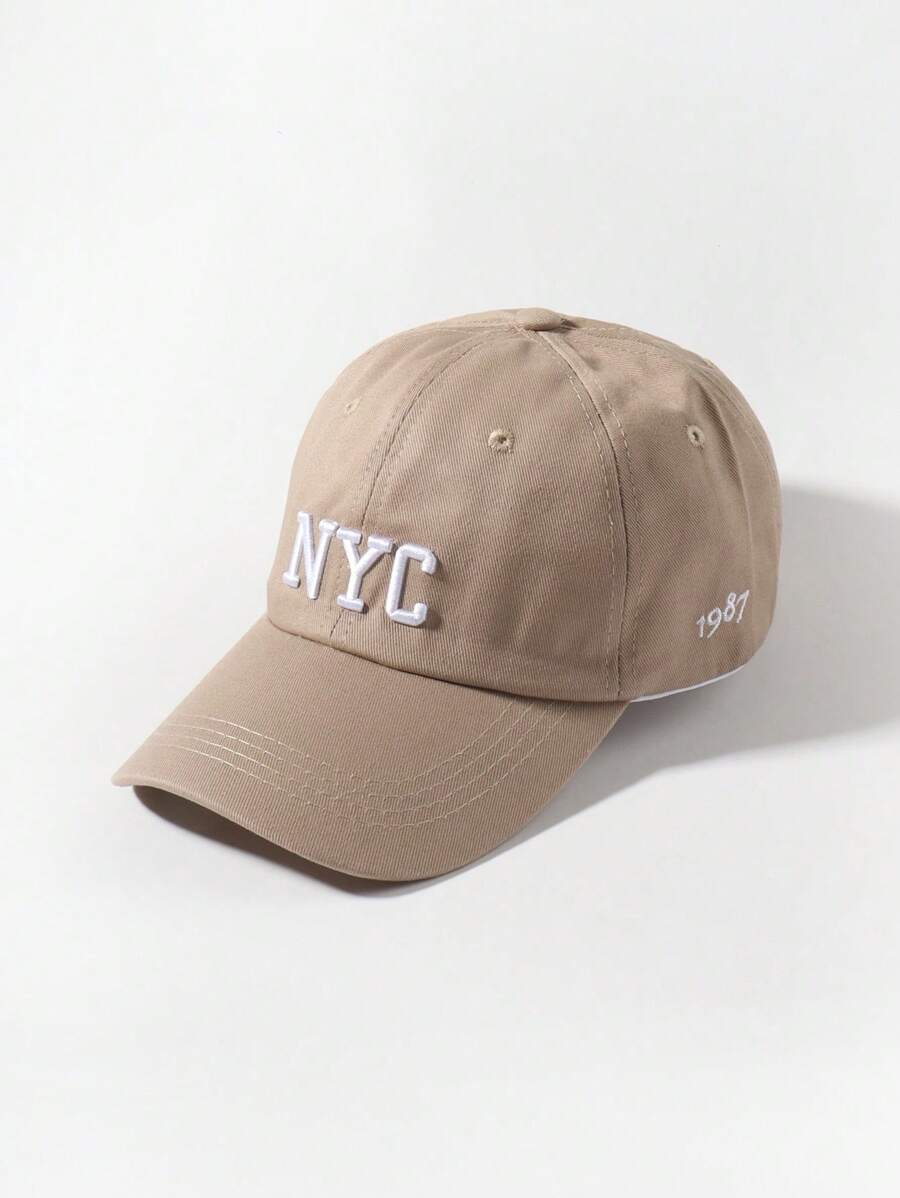 Street Style All Season Soft Top Baseball Cap With 3D Embroidered English Landmark Design, Suitable For Daily Wear - Màu Khaki - Xem 1