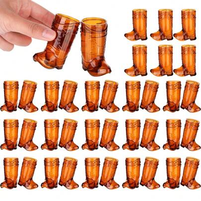 10pcs/24pcs Mini Cowboy Boots Cups, Plastic Cowgirl Party Supplies, Western Plastic Mugs, Suitable For Cowgirl Parties, Bachelorette Parties, Brown Boots Cups, Decorations For Drinks, Snacks, Cake