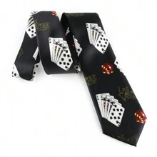 ZONFAZ 1pc Men Musical Note, Music Sheet, Piano Keys, Playing Card Pattern Business Fashion Necktie, 8cm Width Satin Texture, Suitable For Music Performance, Ceremony, Wedding, Party Matching