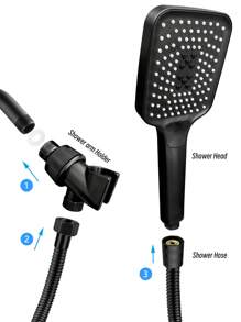 High Pressure Handheld Shower Head, 3 Modes Shower ,With 1.5m Shower Hose,Showerarm Bracket,Black
