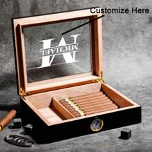 Personalisierte Zigarrenschachtel, Zigarren-Humidor-Box mit Glasplatte, Geschenk für den Bräutigam, Zigarrenschachtel aus Holz für Männer, Vatertagsgeschenk, Zigarrengeschenke für Männer