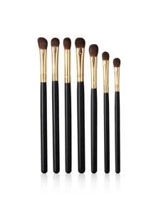 12支/8支/7支/4支/2支高端化妆刷套装组合：7支木柄软毛眼影刷、晕染刷、眉刷，2个定妆海绵三角块，2个迷你拇指海绵，配大容量防水双扣化妆包。 - 黑色 - 查看 12
