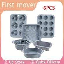 6pcs/Set Silicone Baking Tools Kit, Non-Stick Baking Trays, Cake, Bread, Muffin, Toast, Mousse Molds - Suitable For Christmas, Halloween, Easter, Kitchen Baking Tools