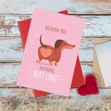 1 张独特的情人节贺卡 - “我什么都不爱”腊肠犬情人节贺卡，5 英寸 X 7 英寸，带厚信封 - 紅色 - 查看 8