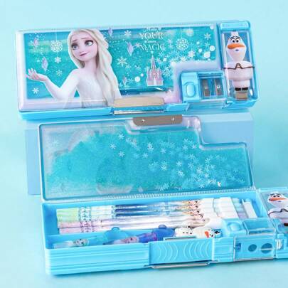 Disney 迪士尼冰雪奇缘和史迪奇多功能铅笔盒，小学生返校用品，文具包