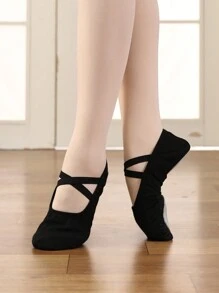 Women's Slip-On Ballet Shoes Indoor Practice And Performance Flat Shoes - Black - View 5