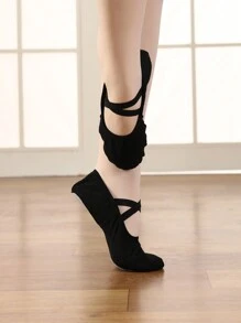 Women's Slip-On Ballet Shoes Indoor Practice And Performance Flat Shoes - Black - View 3