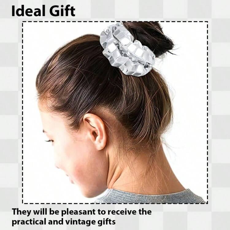 1/6/10pcs Fashionable Retro Silver Square Sequin Large Colon Scrunchie New Disco Ball Flash Piece Dance Party High Ponytail Headband Suitable For Parties, Cheerleading Dance Wear - Multicolor - View 8