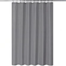 Rideau de douche en tissu, rideau de douche en polyester épais 155 g/m² semblable au lin pour salle de bain avec crochets, rideau de douche lavable de luxe pour hôtel