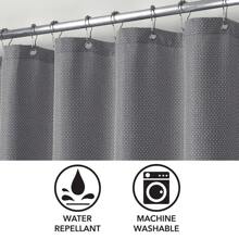 Rideau de douche en tissu, rideau de douche en polyester épais 155 g/m² semblable au lin pour salle de bain avec crochets, rideau de douche lavable de luxe pour hôtel