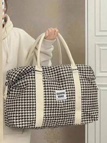 Checkered Handheld Travel Bag Large Capacity Gym Bag Lightweight Short Distance Business Storage Bag Handbag Handbags Hand Bag Weekend Bag Luggage Bag For Travel Business Vacation Holiday Outdoor Hospital Back To School Hand Bags For Men And Women Unisex Student Traveling Bag Houndstooth Plaid For Suitcase Overnight Bag Duffle Bag Duffel Bag For Luggage Carry On Bag College Bag Luggage Bags Weekender Bag Hospital Bag Winter - Beige - View 1