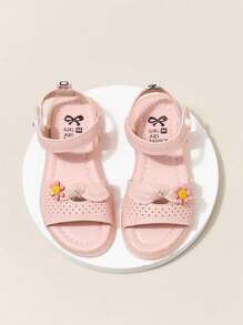 公主风格女童凉鞋，新款夏季时尚软底休闲儿童蝴蝶结凉鞋适合夏季 - 粉色 - 查看 2