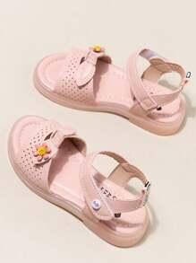 公主风格女童凉鞋，新款夏季时尚软底休闲儿童蝴蝶结凉鞋适合夏季 - 粉色 - 查看 6