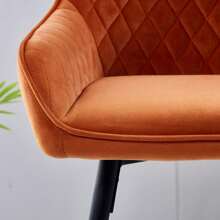 JYMTOM Bar Stool Counter Stool Bistro Stool 2/4 Set Velvet Upholstered Bar Chairs With Armrest, Fashionable Stool With Black Metal Legs For Kitchen, Bistro And Counter - Orange - View 6