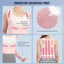 1pc Fall Winter Pink Invisible Fall Winter Corrective Back Brace, Posture Corrector, Fixing Strap, For Men, Adults And Children, Sports And Outdoor Accessories, Assistive Training Tool To Correct And Prevent Hunchback Christmas Thanksgiving New Years Holiday Gifts Exercise Waist Belt Suitable For Workout Home Sports And Walk
