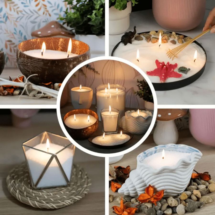 2kg/1kg Pearl Candle (White/Black/Red), Original Refillable Home & Event Decor, DIY Rainbow Sand Art Candle Kit, Unscented Multi-Purpose Wax, 50 In-Package Wax Cores Bonus, Perfect For Weddings & Parties Gifts Birthday Graduation