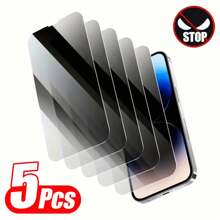 5 piezas Protector de pantalla de vidrio templado anti-espía, compatible con iPhone 17 16 15 14 13 12 Pro Max Plus - transparente - Ver 2