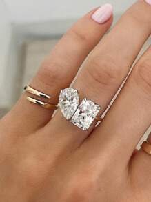 Esberry 1 pièce Bague en zircone de forme personnalisée en argent sterling 925 pour dames. Bijoux de mode, cadeau de bijoux raffinés pour les femmes, pour rendez-vous