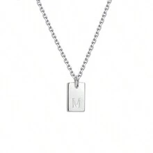 1pc Personalized Delicate Initial Letter Pendant Necklace, Customized Engraved Letter Pendant Necklace With Chain, Simple Name Necklace, Women Personalized Jewelry Gift, Bridesmaid Gift