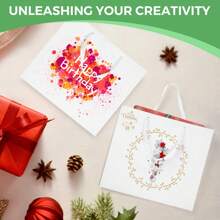 12pcs White Kraft Paper Gift Bags 16x6x11 Bulk Gift Bag, White Kraft Paper Shopping Bags With Ribbon Handles, Party Favor Bags, Shopping Bags, Retail Bags, Wedding Bags - 白色 - 查看 5