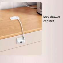 1pc Multi-Purpose Cabinet/Drawer/Window Lock Set In White With 2 Keys And Screws Included