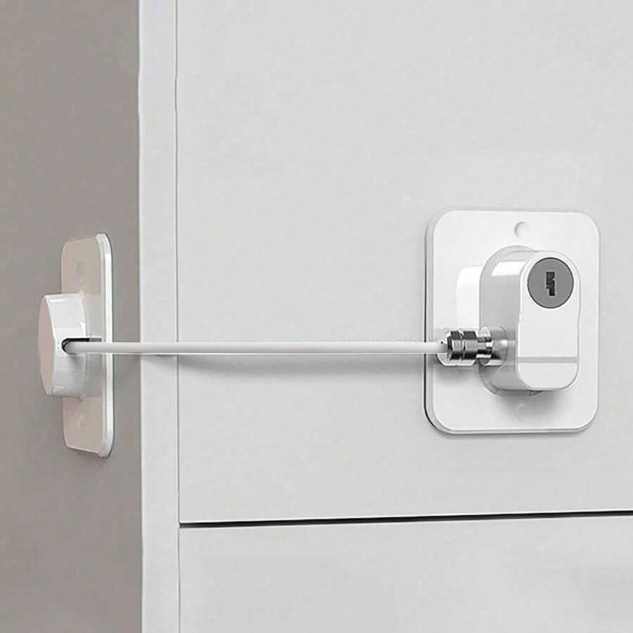 1pc Multi-Purpose Cabinet/Drawer/Window Lock Set In White With 2 Keys And Screws Included
