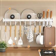 Kitchen Wall Mounted Storage Rack, No Tools Required, Holder For Spoons, Forks, Knives, Pot Lids, Organizer, Accessory Set