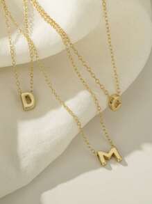 S925纯银迷你字母项链，14K镀金，可定制26个A-Z字母吊坠，情人节珠宝礼物 - 金黃色 - 查看 3