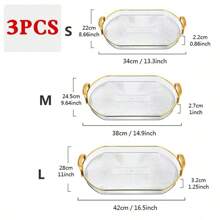 3 pezzi Set di vassoi acrilici per frutta/caramelle/spuntino, di forma ovale, piatti da portata decorativi per feste, antipasti, ristoranti, cucina, regalo di Natale