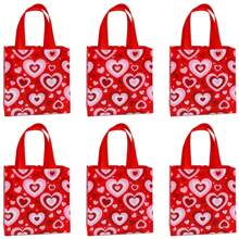 6pcs Reusable Valentine's Day Gift Bags, Non-Woven Heart-Shaped Handbag For Party, Class, Birthday, School Gift Packaging Valentine's Day