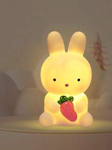 Creative Novelty LED Nightlight, Cute Glowing Heart, Carrot & Rabbit Design, Room Decor Lamp For Bedside Cabinet, Plastic, Birthday Gift - White - View 12