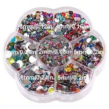 5000pcs/Box, 2mm 3mm 4mm 5mm 6mm, 5 Sizes, Silver Base Crystal Beads Stones,Flower Shape Box Packed, Round Flatback Rhinestones Multi Colors Crystal Gems Non HotFix DMC Jewelry Beads Glass Stones Diamond 3D Pattern Design Accessories Glitter Manicure Decal Decorations For Clothes,Bag,Shoes,Cups,Phone Covers,Handicrafts,Diy Trim.