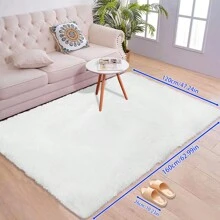 1pc Rectangular Plush Mat For Bedroom & Living Room, 1pc Large Carpet