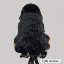 Tóc giả ren trước trán PAZAT 13x4 Body Wave, Tóc thật cho phụ nữ, Tóc giả ren trước trán HD mật độ 200%, Tóc thật được nhổ sẵn với tóc con, Tóc giả tóc thật chân tóc tự nhiên (24 inch) - màu đen - Xem 3