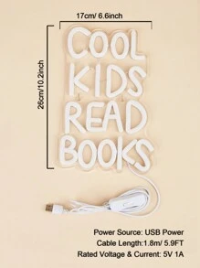 Chi-Buy Cool Kids Read Books LED Neon Sign Wall Hanging Home Decor Lamp Letter Night Light USB Powered Party Decoration Signs For Study Bedroom Living Room - Multicolor - View 2