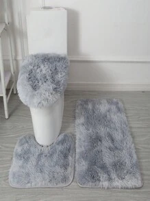 3pcs Non-Slip Solid Fuzzy Bath Rug & Toilet Cover Home Bathroom Decor Floor Carpet Outdoor Rug Door Mat Fall Decor Bathroom Accessories Back To School