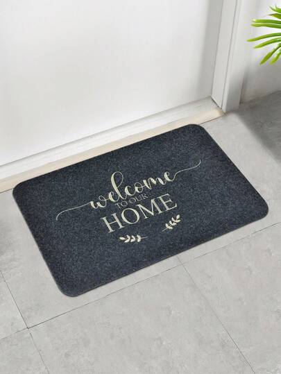 1 Stück bestickter HOME Eingangsbereich Fußmatte, rutschfeste staubentfernende Teppich Matte