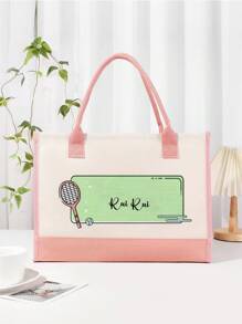 Customized Personalized Text For Tennis Racket Element Images, Including Burlap Bags, Canvas Bags, Thick Sail Bags, Shopping Bags, Large Capacity Commuting Linen Bags, Fashionable Multifunctional Student Book Storage, Personalized And Versatile Fashion Handbags For Work And Travel - Multicolor - View 9