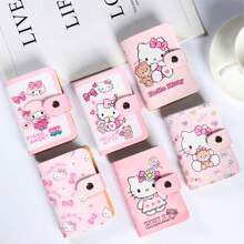 Sanrio Porta-cartões Hello Kitty em couro PU - Carteira organizadora de cartões - Fofa e compacta, ideal para uso diário, comporta cartões de transporte, cartões de crédito, presente perfeito para o Dia das Mães.
