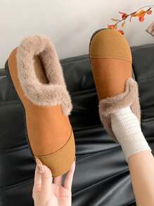 Zapatos vintage calientes de invierno con suela blanda y estilo de calcetín para mujer, nuevos para otoño/invierno - Marrón - Ver 1