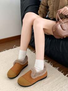 Zapatos vintage calientes de invierno con suela blanda y estilo de calcetín para mujer, nuevos para otoño/invierno - Marrón - Ver 5