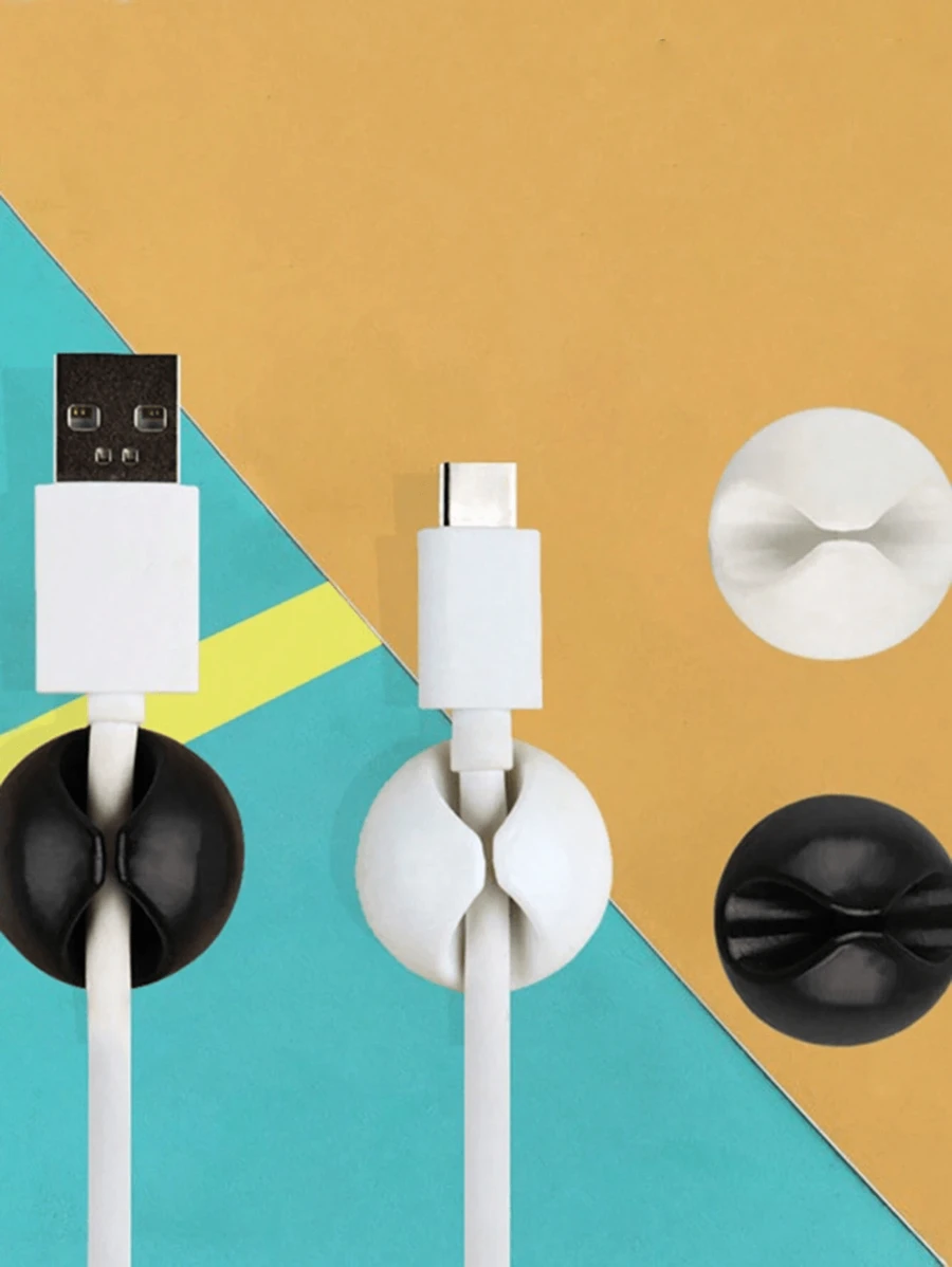 3PCS/1PC 白色圆形电线管理夹电缆整理器